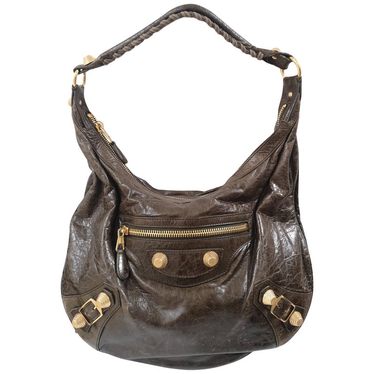 Balenciaga green leather gold giant shoulder bag at 1stDibs hermes