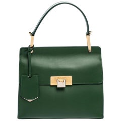 Balenciaga Green Leather Le Dix Cartable Top Handle Bag
