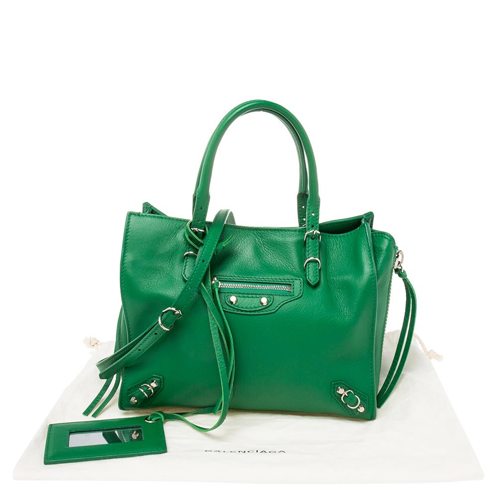 Balenciaga Green Leather Mini Papier A4 Tote 5