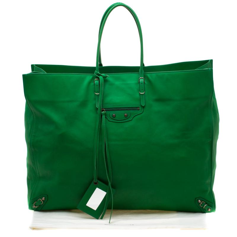Balenciaga Green Leather Papier A3 Tote 5