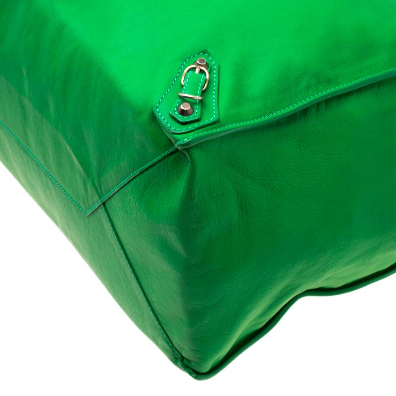Women's Balenciaga Green Leather Papier A3 Tote