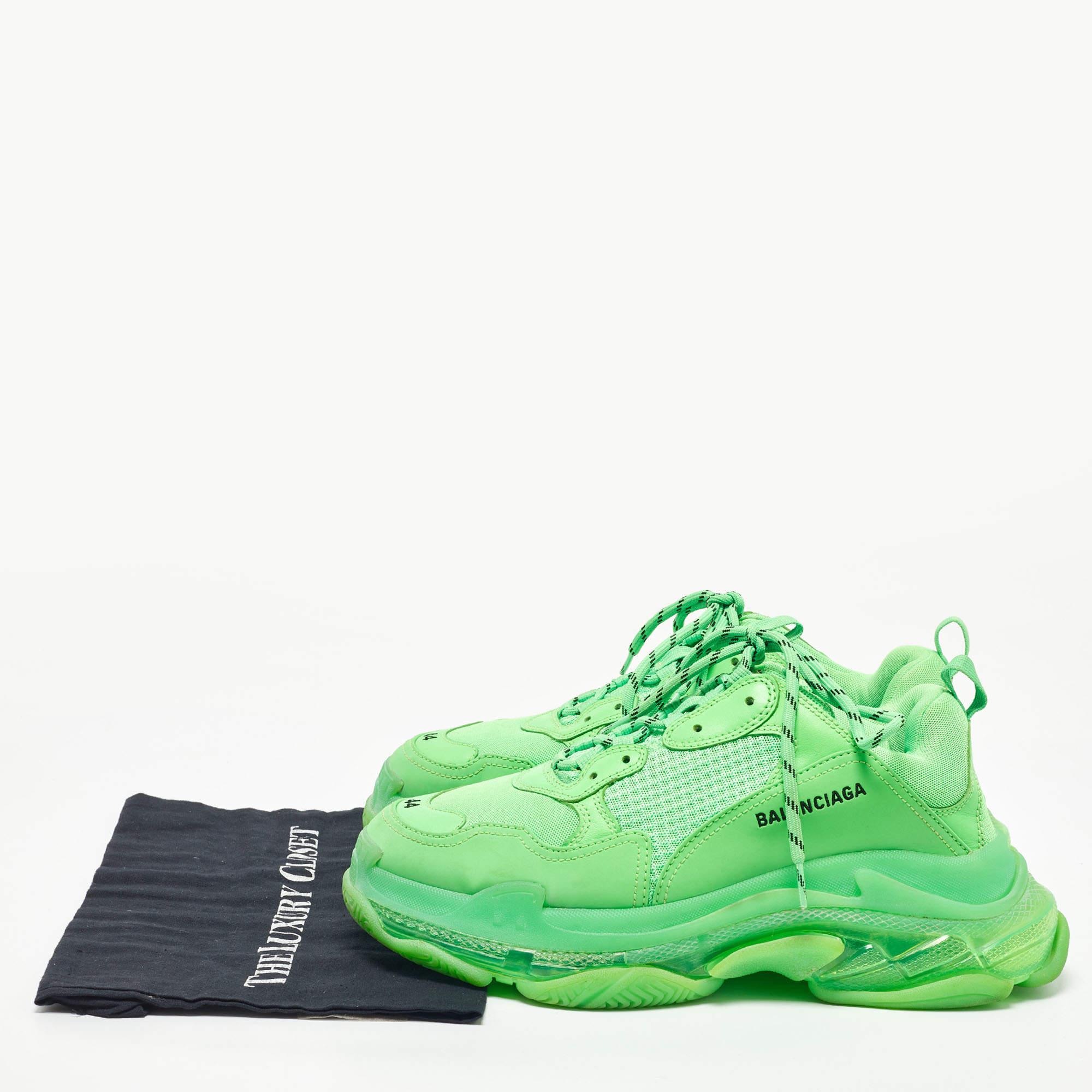 Balenciaga Green Mesh and Leather Triple S Clear Sneakers  5