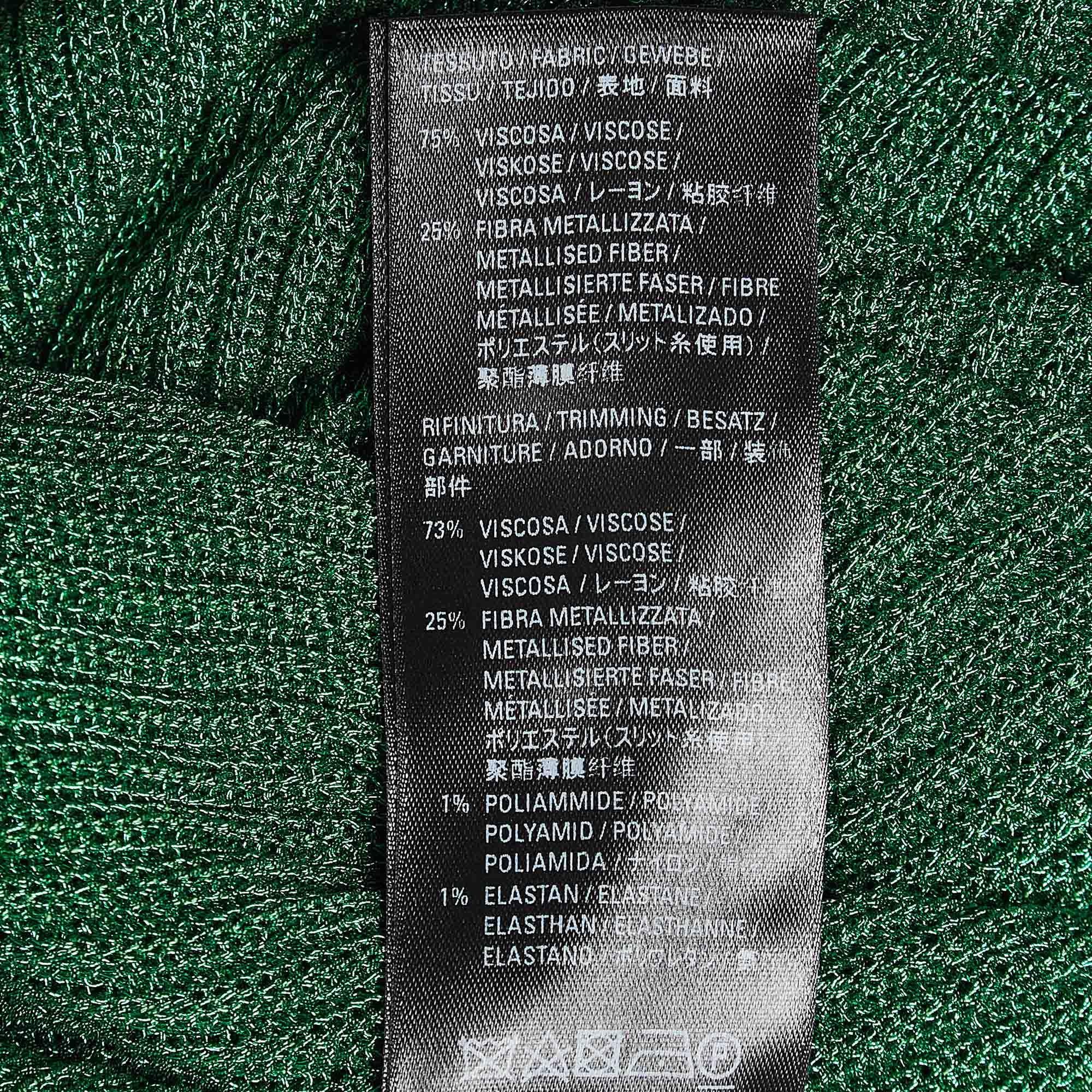 Balenciaga - Robe longue à col roulé en tricot côtelé vert métallisé S Pour femmes en vente