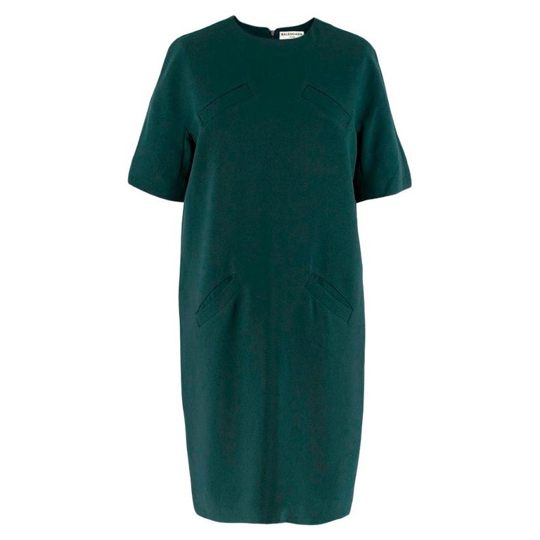 Balenciaga Green Oversized Shift Dress w/ Pockets - Size US 6 For Sale ...