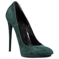 Balenciaga Green Pointed Toe Suede Pumps Size IT 38