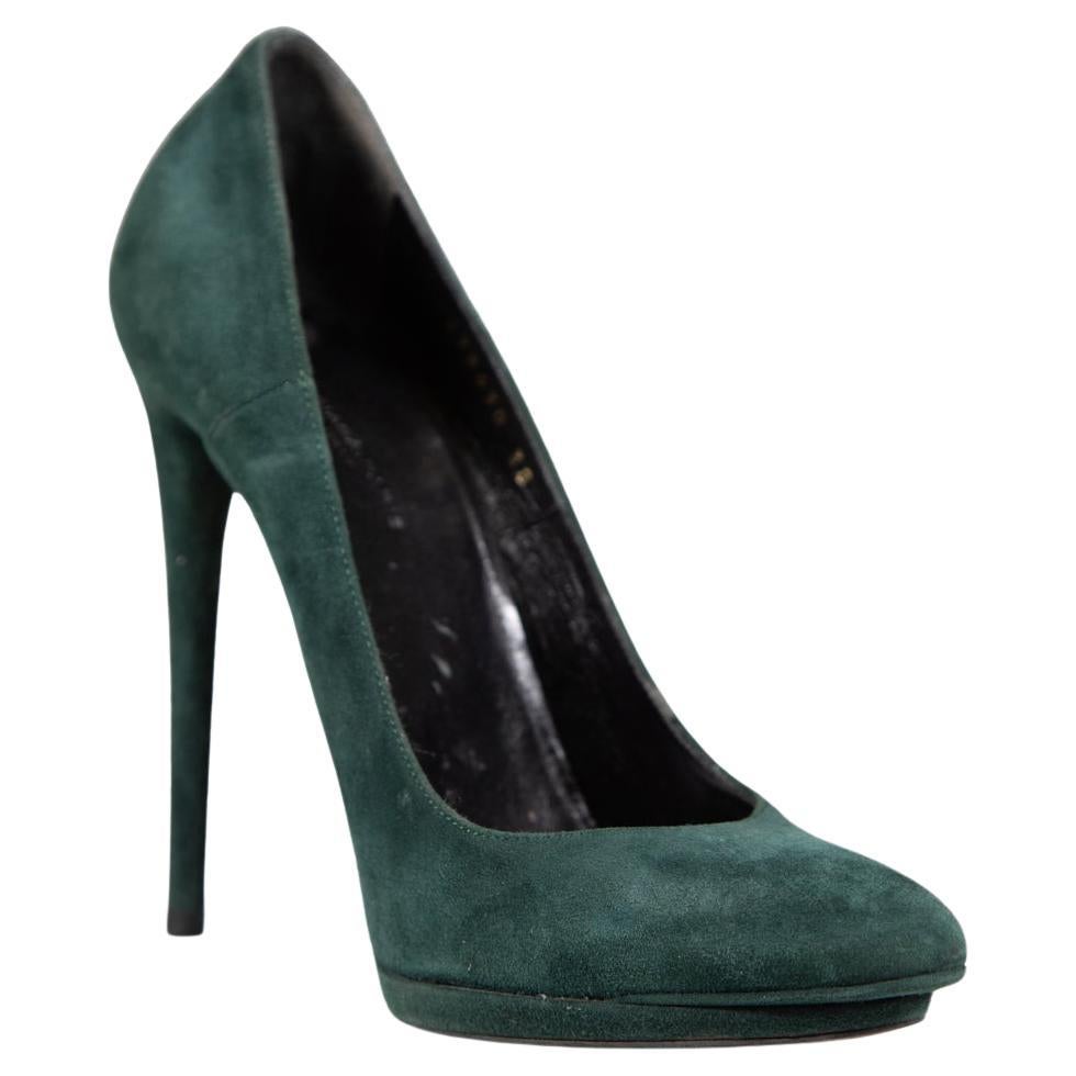 Balenciaga Grün spitze Zehe Wildleder Pumps Größe IT 38