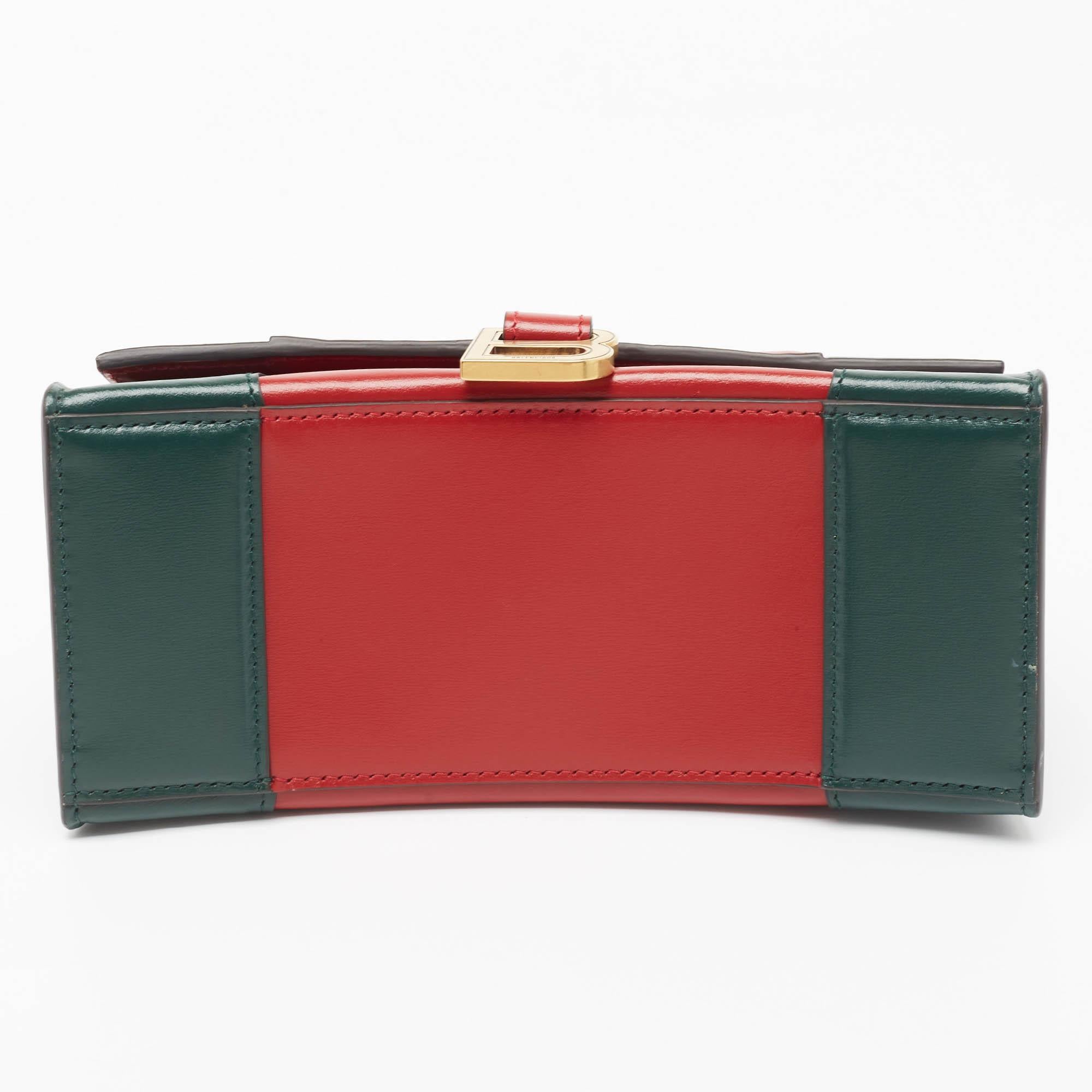 Balenciaga Green/Red Leather Small Hourglass Top Handle Bag 1