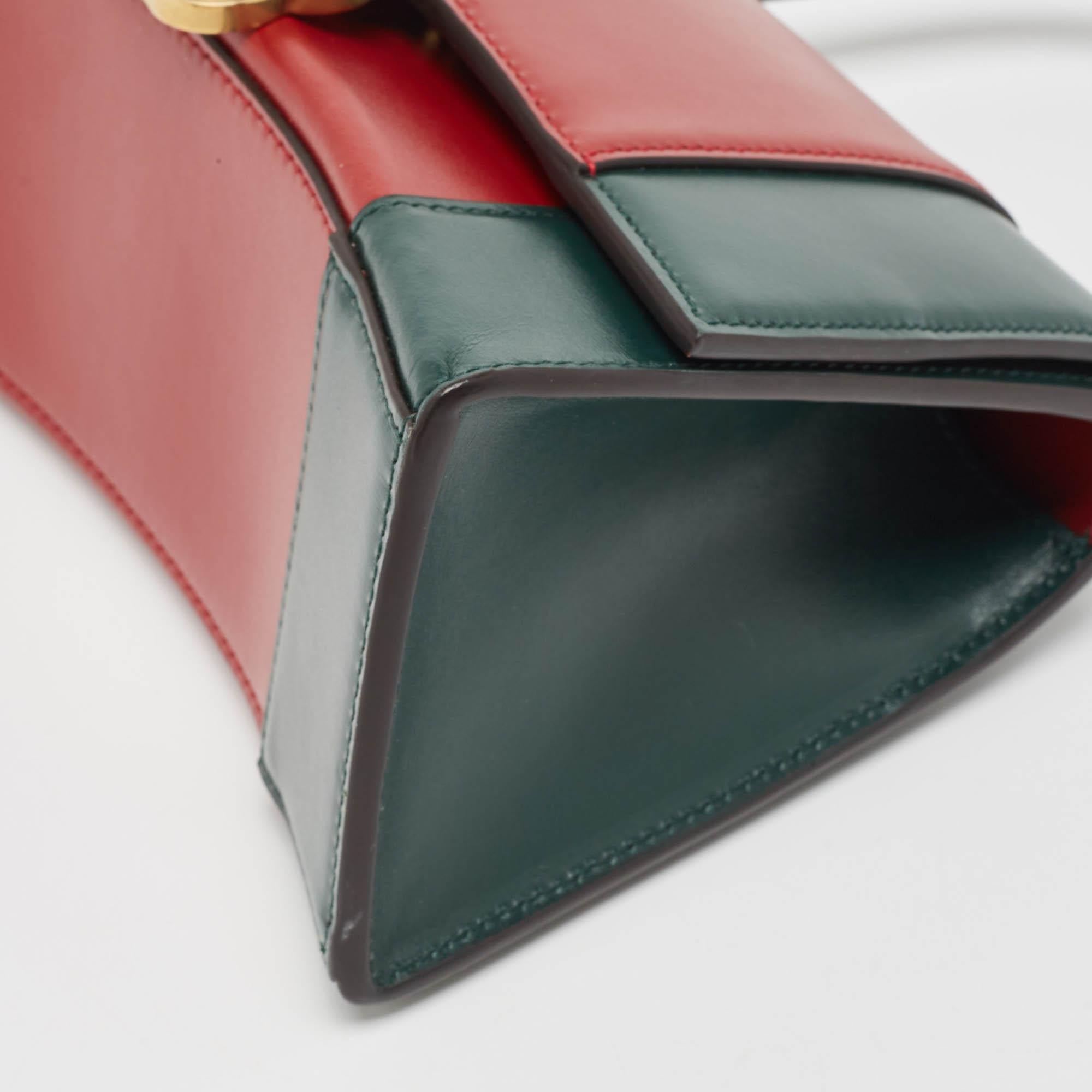 Balenciaga Green/Red Leather Small Hourglass Top Handle Bag 4
