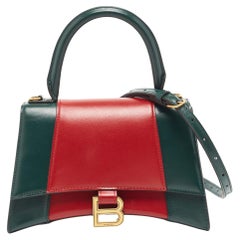 Balenciaga Green/Red Leather Small Hourglass Top Handle Bag