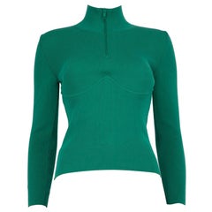 Balenciaga Green Rib Knit Wired Half-Zip Jumper Size S