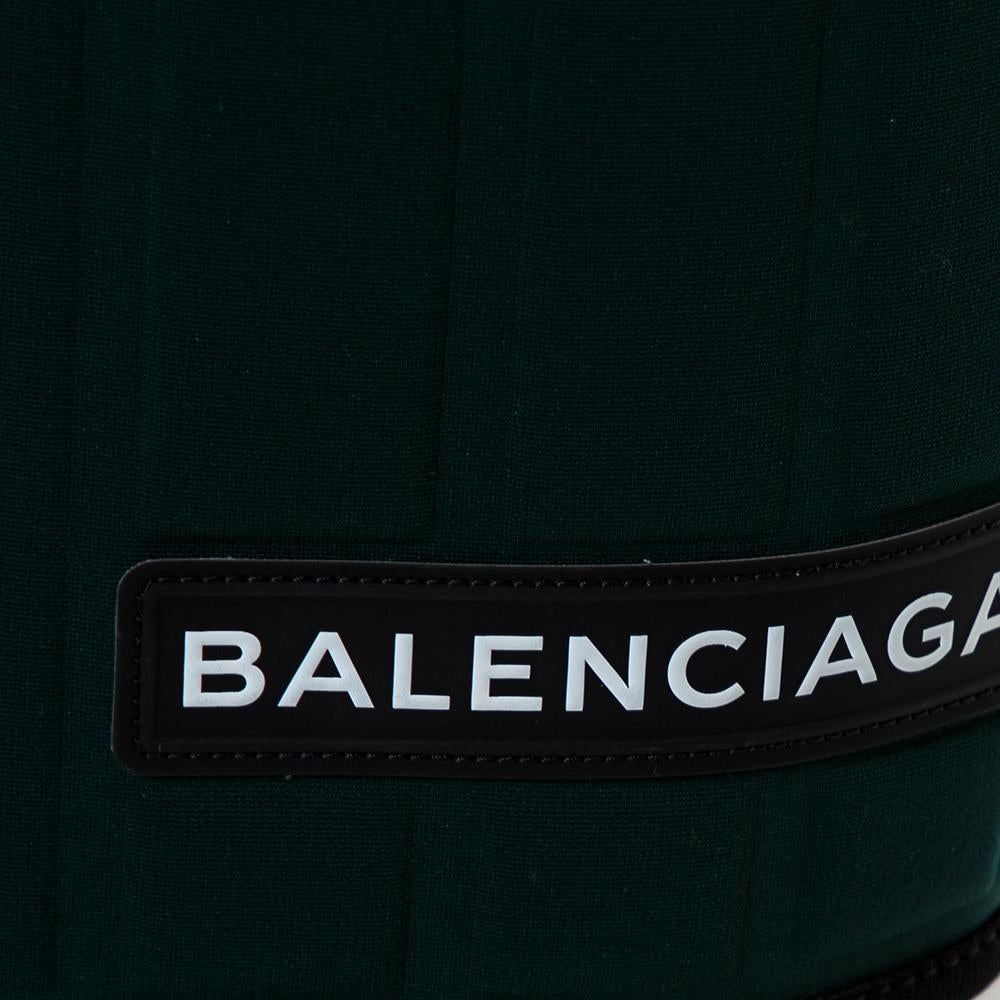 Black Balenciaga Green Scuba Car-Mat Look Asymmetric Wrap Skirt S