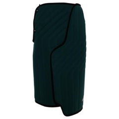 Balenciaga Green Scuba Car-Mat Look Asymmetric Wrap Skirt S