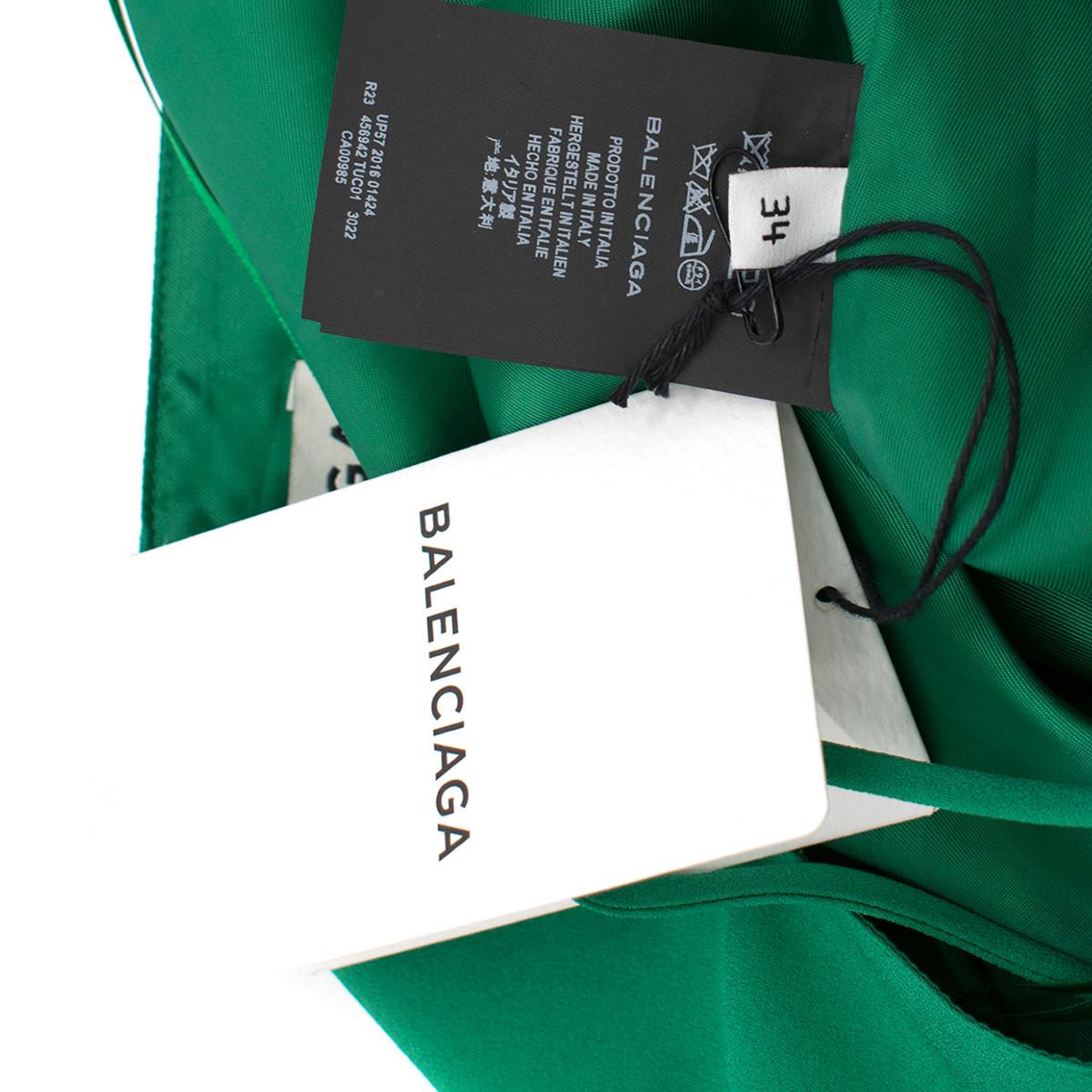 Balenciaga Green Silk-Crepe Dress - Size US 0 For Sale 4