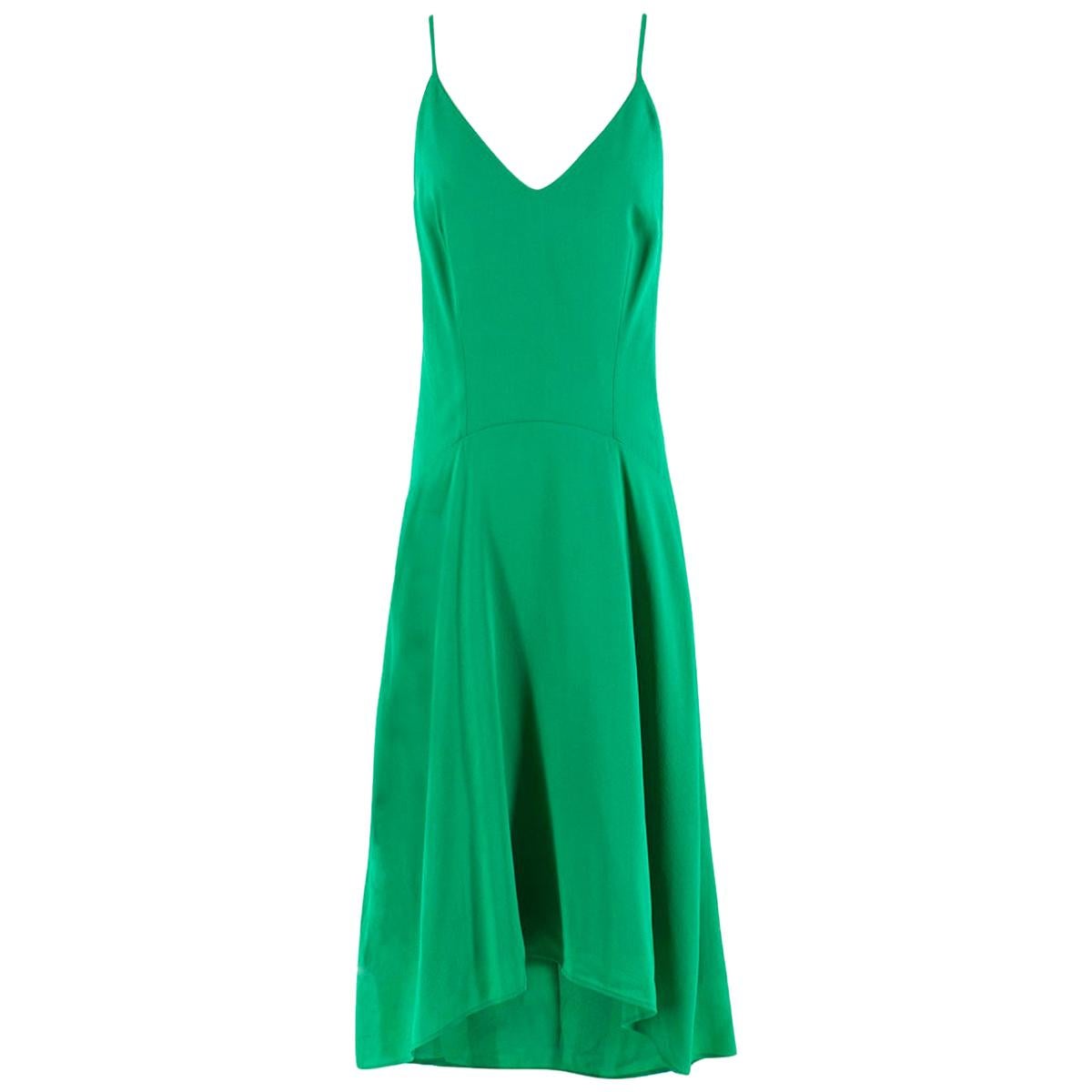 Balenciaga Green Silk-Crepe Dress - Size US 0 For Sale