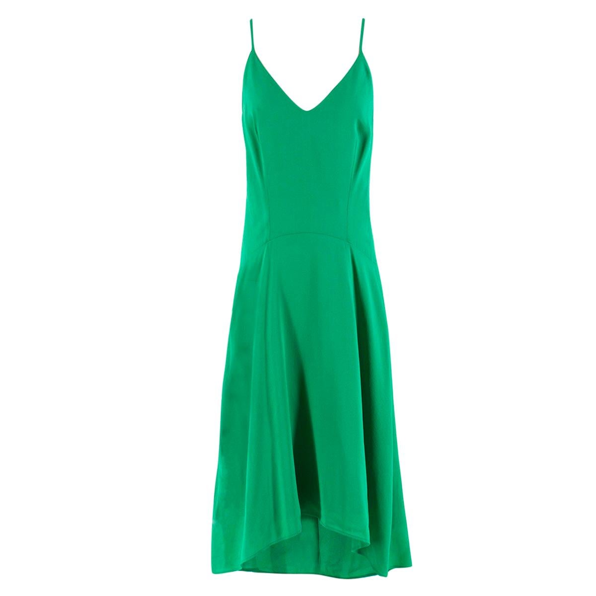 Balenciaga Green Silk-Crepe Dress FR 34