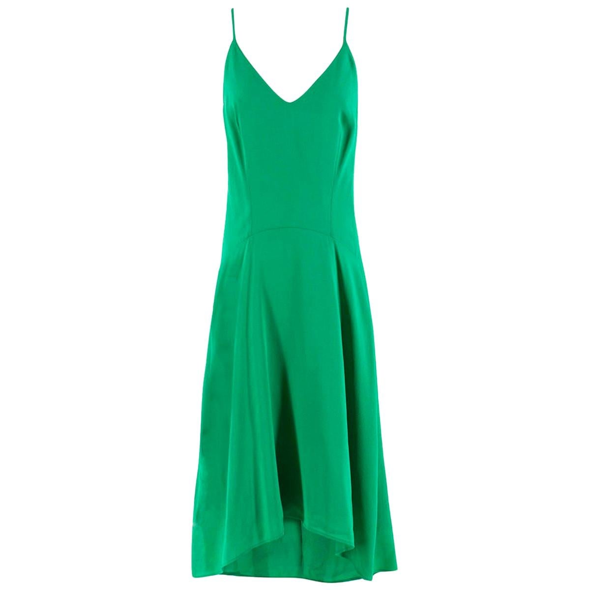 Balenciaga Green Silk-Crepe Dress - Size US 0