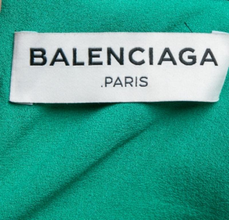 Balenciaga Camicetta asimmetrica plissettata in seta verde S In condizioni buone a Dubai, Al Qouz 2