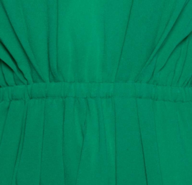 Balenciaga Camicetta asimmetrica plissettata in seta verde S 2