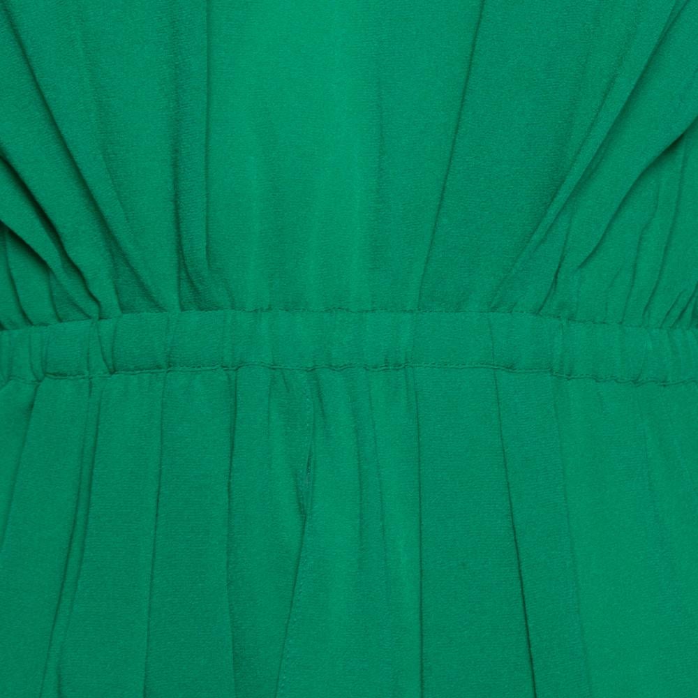Balenciaga Green Silk Pleated Asymmetrical Blouse S For Sale 3