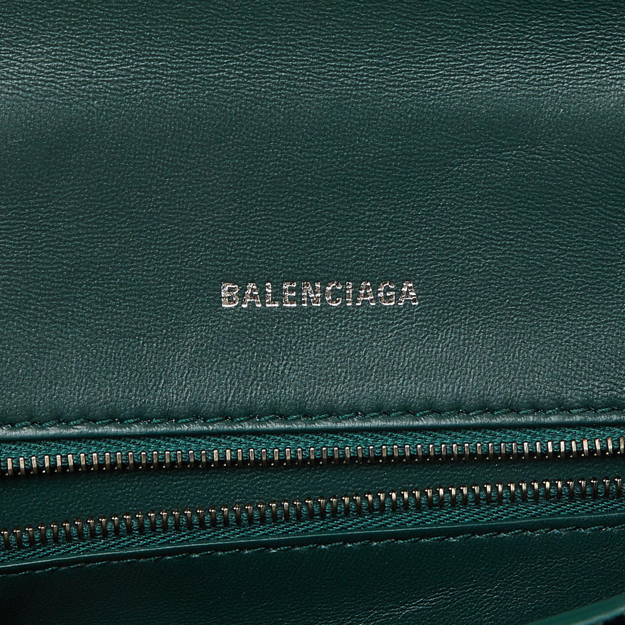 Balenciaga Green Snakeskin Embossed Leather Small Hourglass Top Handle Bag 3