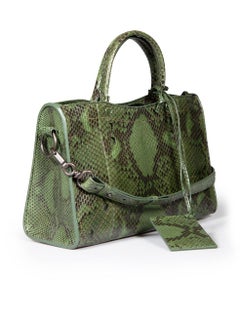 Balenciaga Green Snakeskin Mini Blackout City Handbag