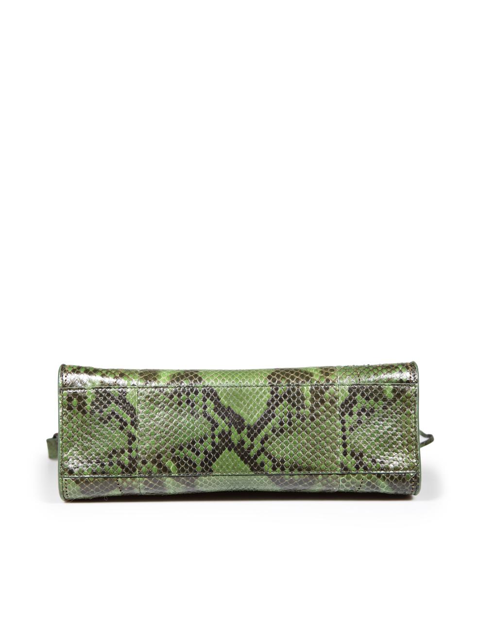 Women's Balenciaga Green Snakeskin Mini Blackout City Handbag For Sale