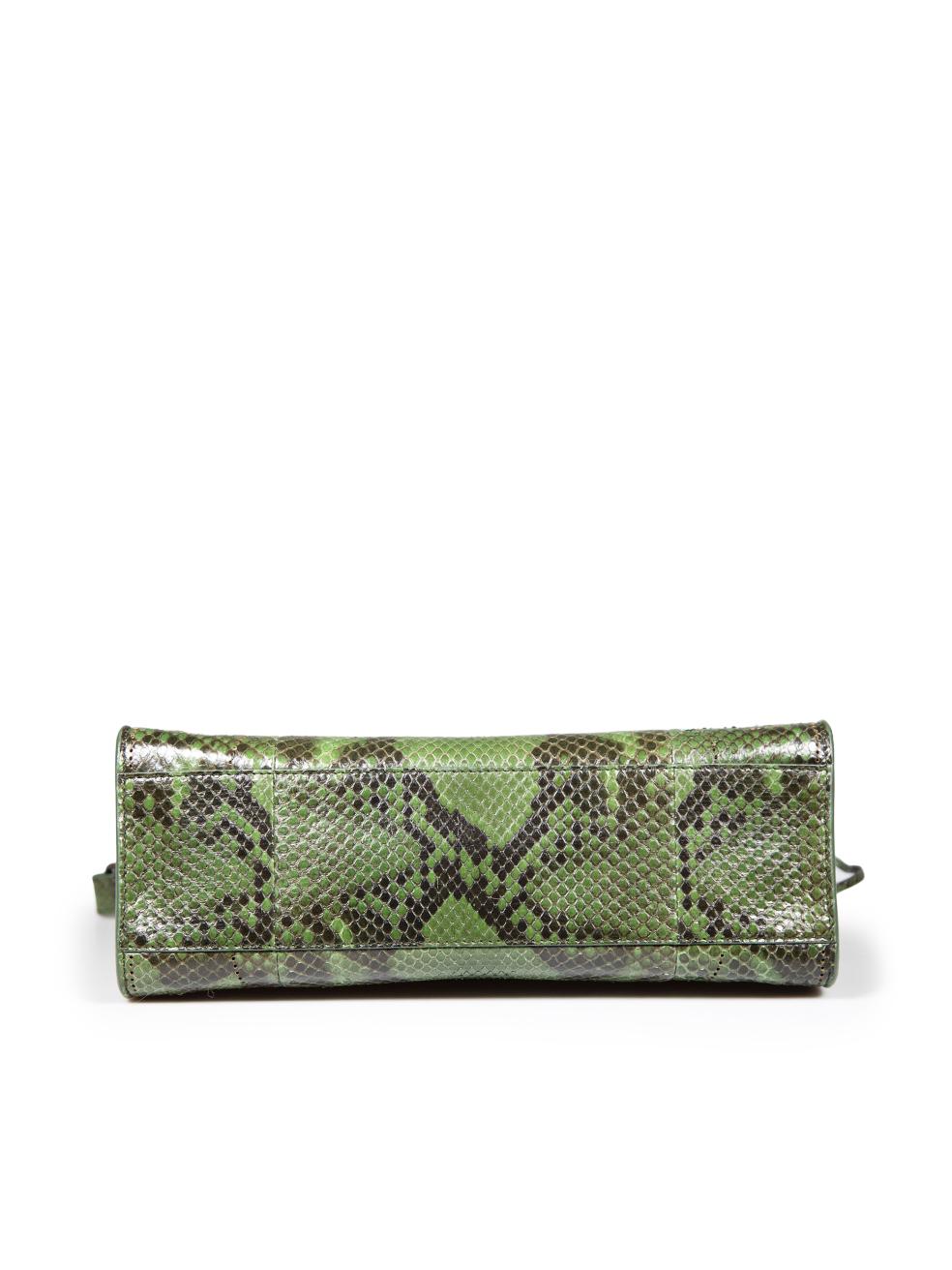 Women's Balenciaga Green Snakeskin Mini Blackout City Handbag