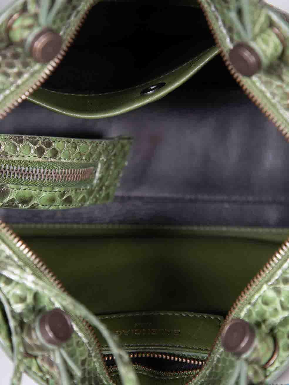 Balenciaga Green Snakeskin Mini Blackout City Handbag 1