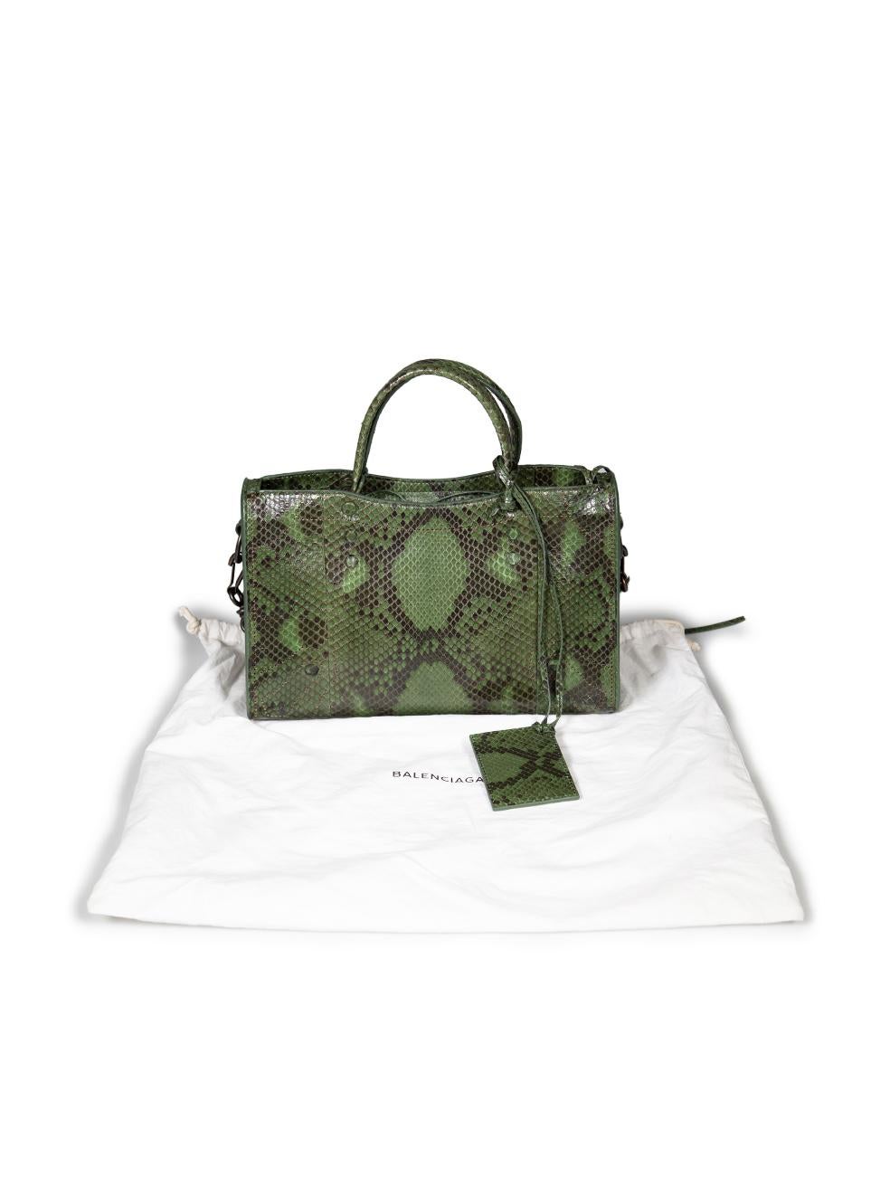 Balenciaga Green Snakeskin Mini Blackout City Handbag 4