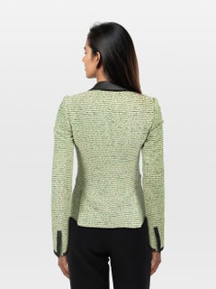 Balenciaga Green Tweed Satin Trim Blazer Size S
