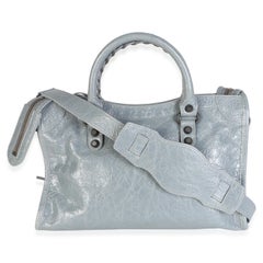 Balenciaga Graue „Agneau Arena“ Le City-Tasche mit silbernen Metallbeschlägen, klein