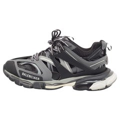 Balenciaga Grey/Black Leather and Mesh Low Top Sneakers Size 41