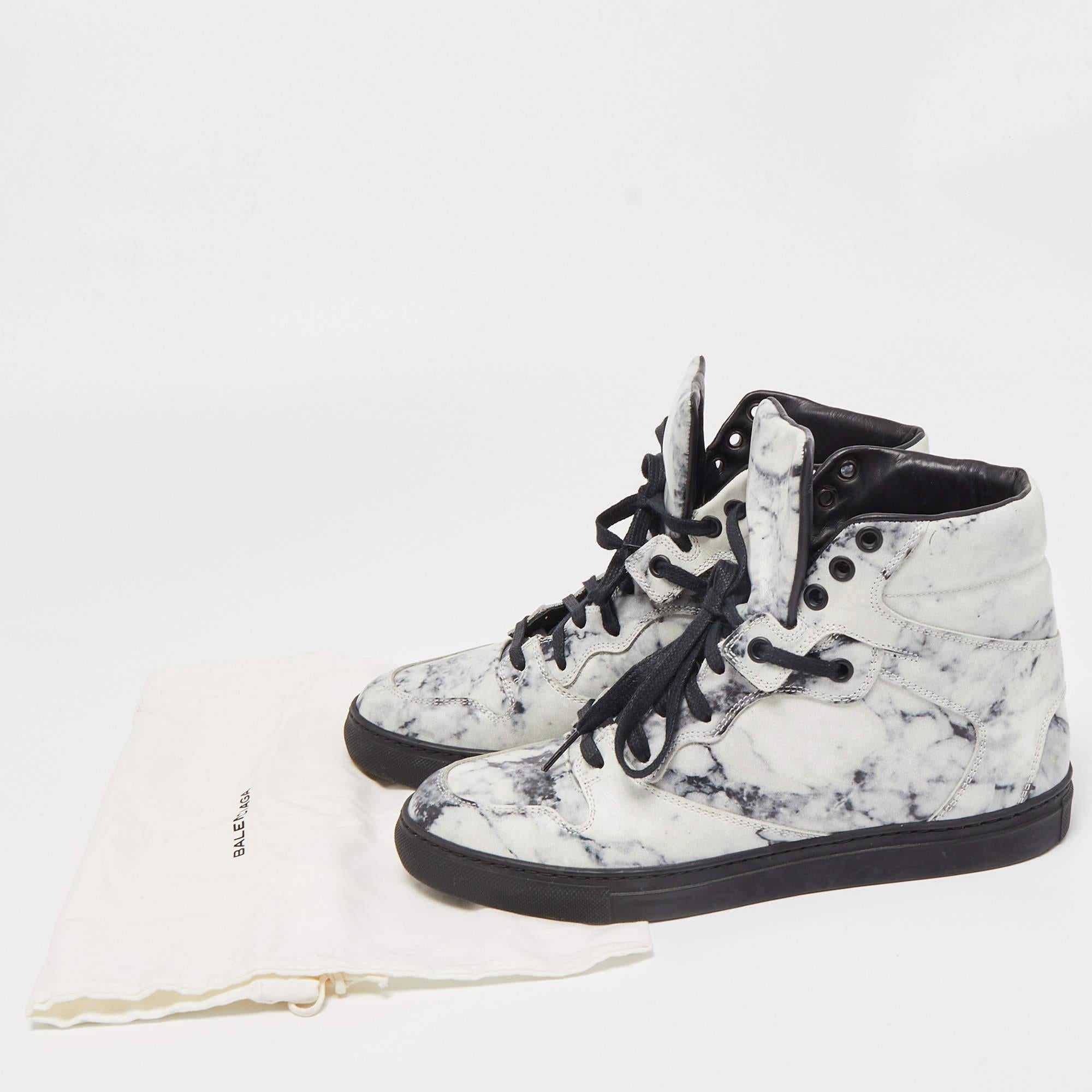 Balenciaga Grey/Black Leather High Top Sneakers Size 38 4
