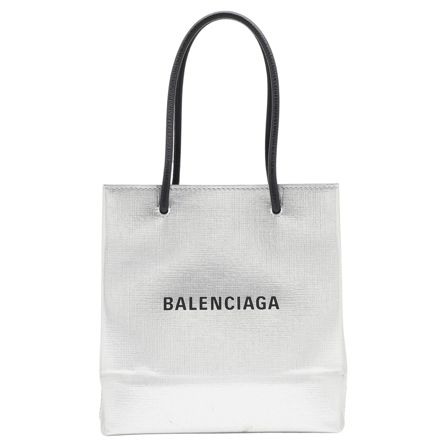 Balenciaga Grey/Black Leather North South Shopping XXS Tote For Sale at  1stDibs | balenciaga paper bag