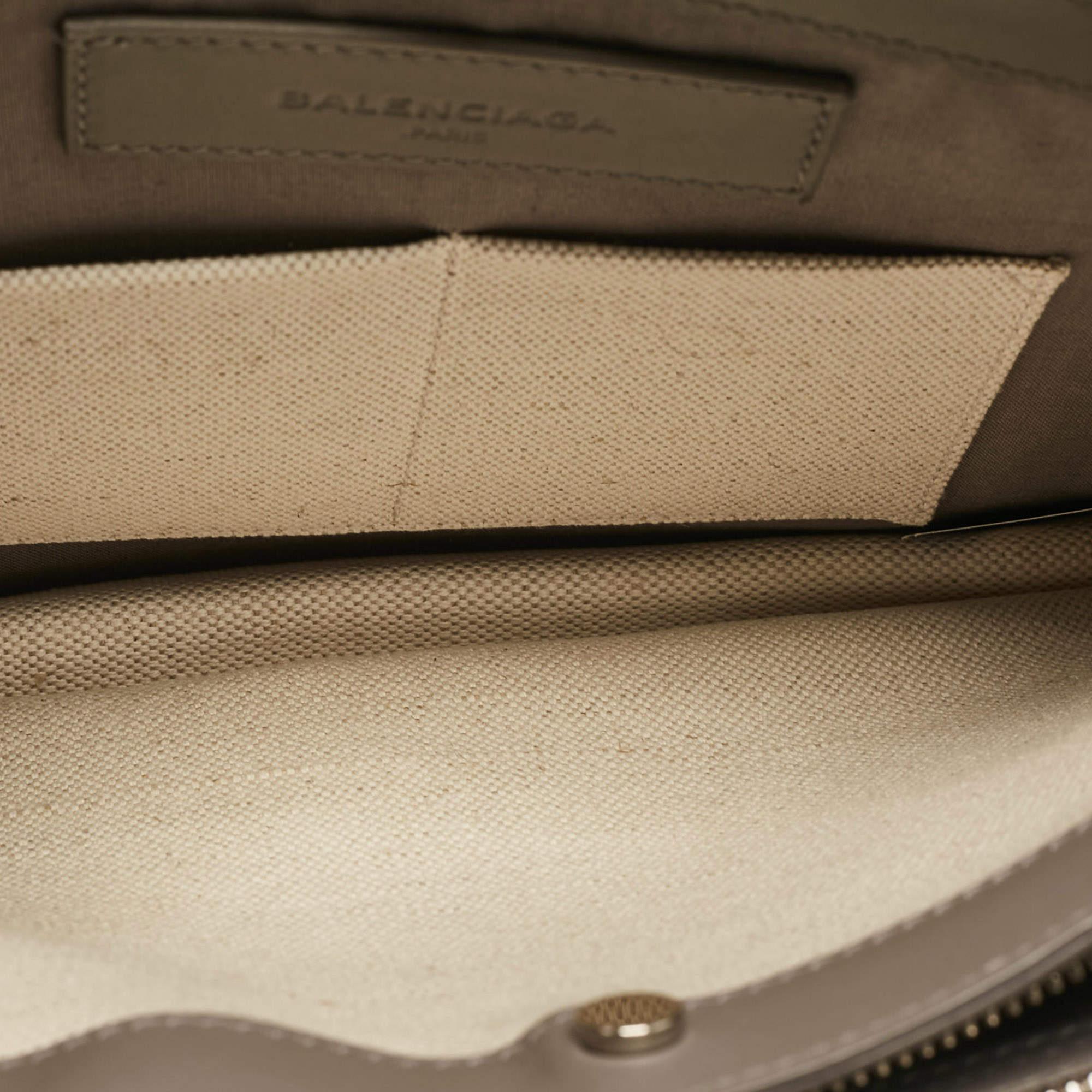 Balenciaga Grey Canvas and Leather Pochette Crossbody Bag For Sale 4