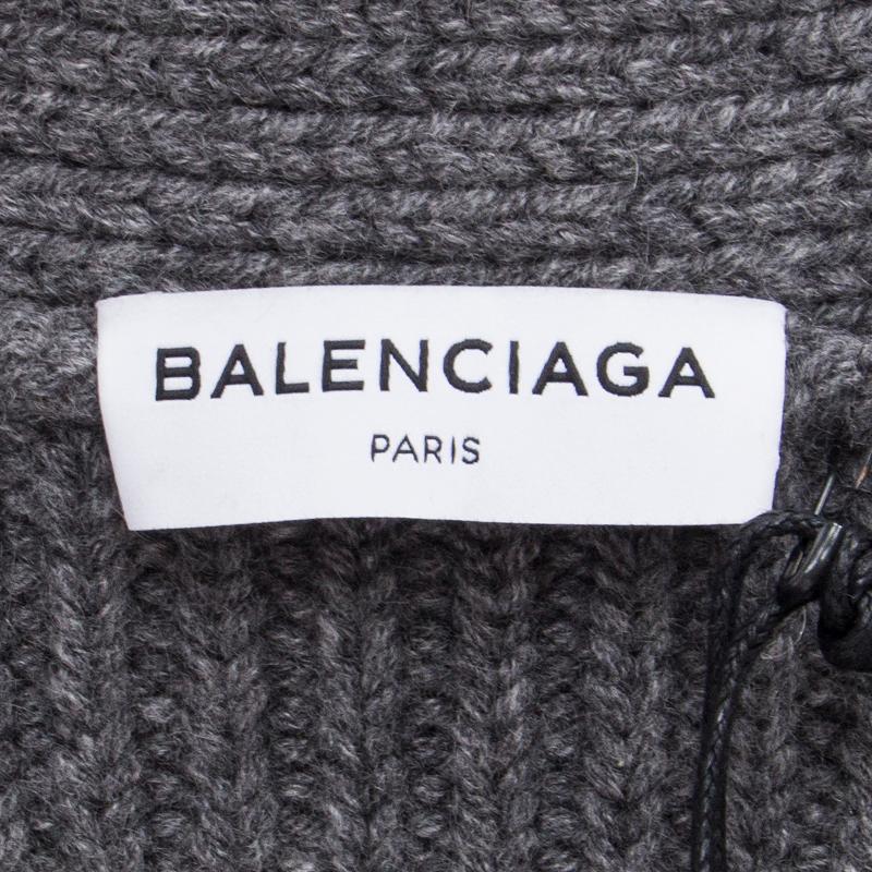 BALENCIAGA Grau Kaschmir OVERSIZED RIB KNIT Strickjacke Pullover 36 XS im Angebot 1