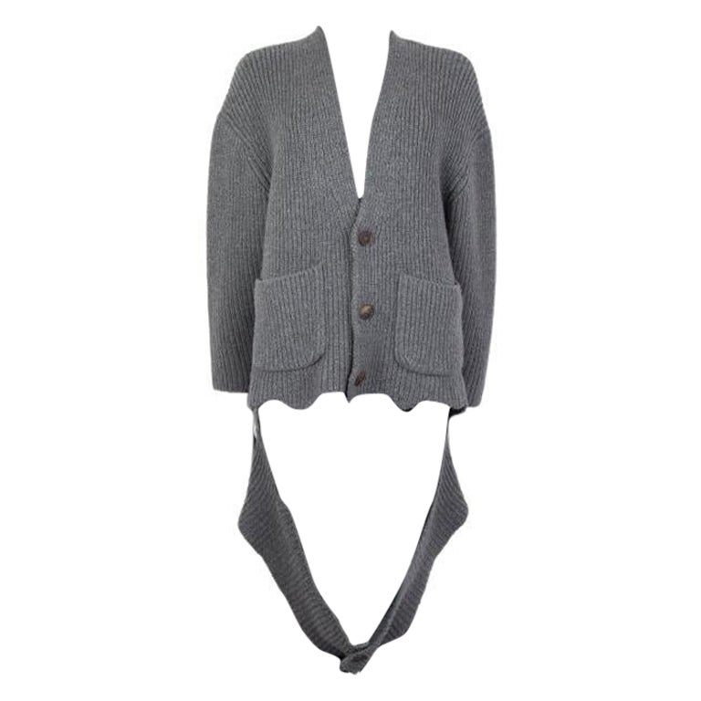 BALENCIAGA grigio cashmere RIB KNIT OVERSIZED Cardigan Maglione 36 XS