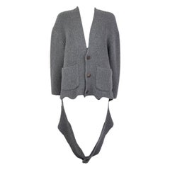 BALENCIAGA grigio cashmere RIB KNIT OVERSIZED Cardigan Maglione 36 XS