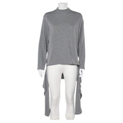 Balenciaga Grey Cotton Knit Waist Tie Detail Oversized Jumper S