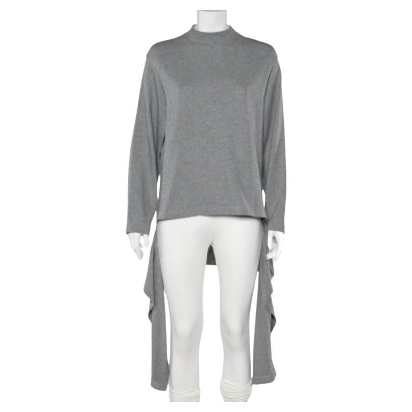 Balenciaga - Pull oversize en coton gris à taille nouée S