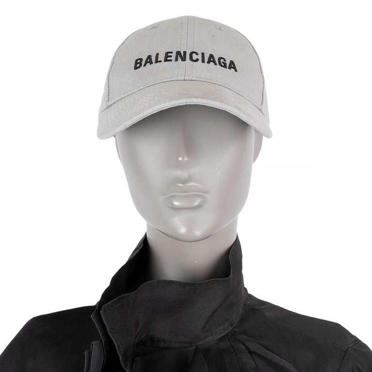 BALENCIAGA grey cotton LOGO Baseball Cap Hat L 59 For Sale at 1stDibs