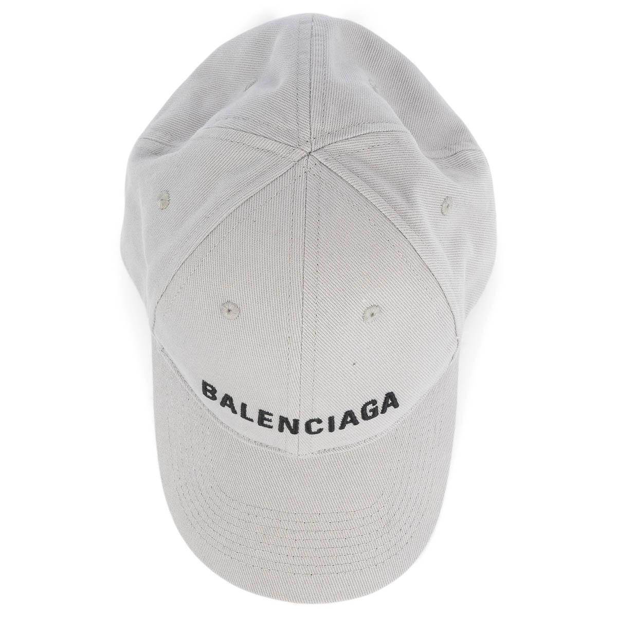Women's BALENCIAGA grey cotton LOGO Baseball Cap Hat L 59 For Sale