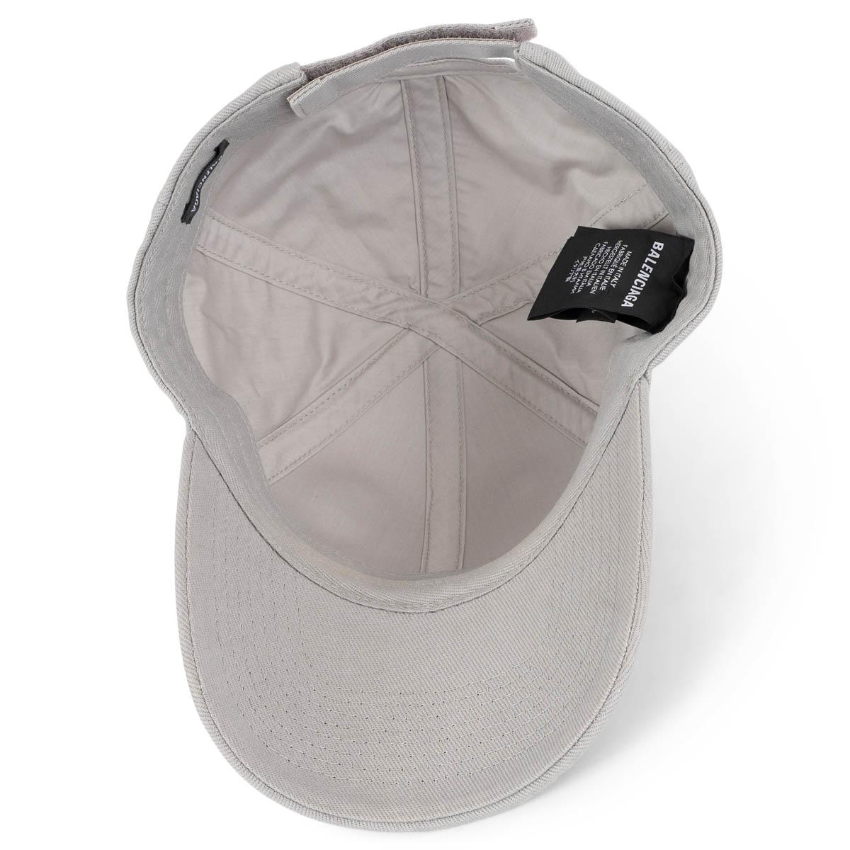BALENCIAGA grey cotton LOGO Baseball Cap Hat L 59 For Sale 1