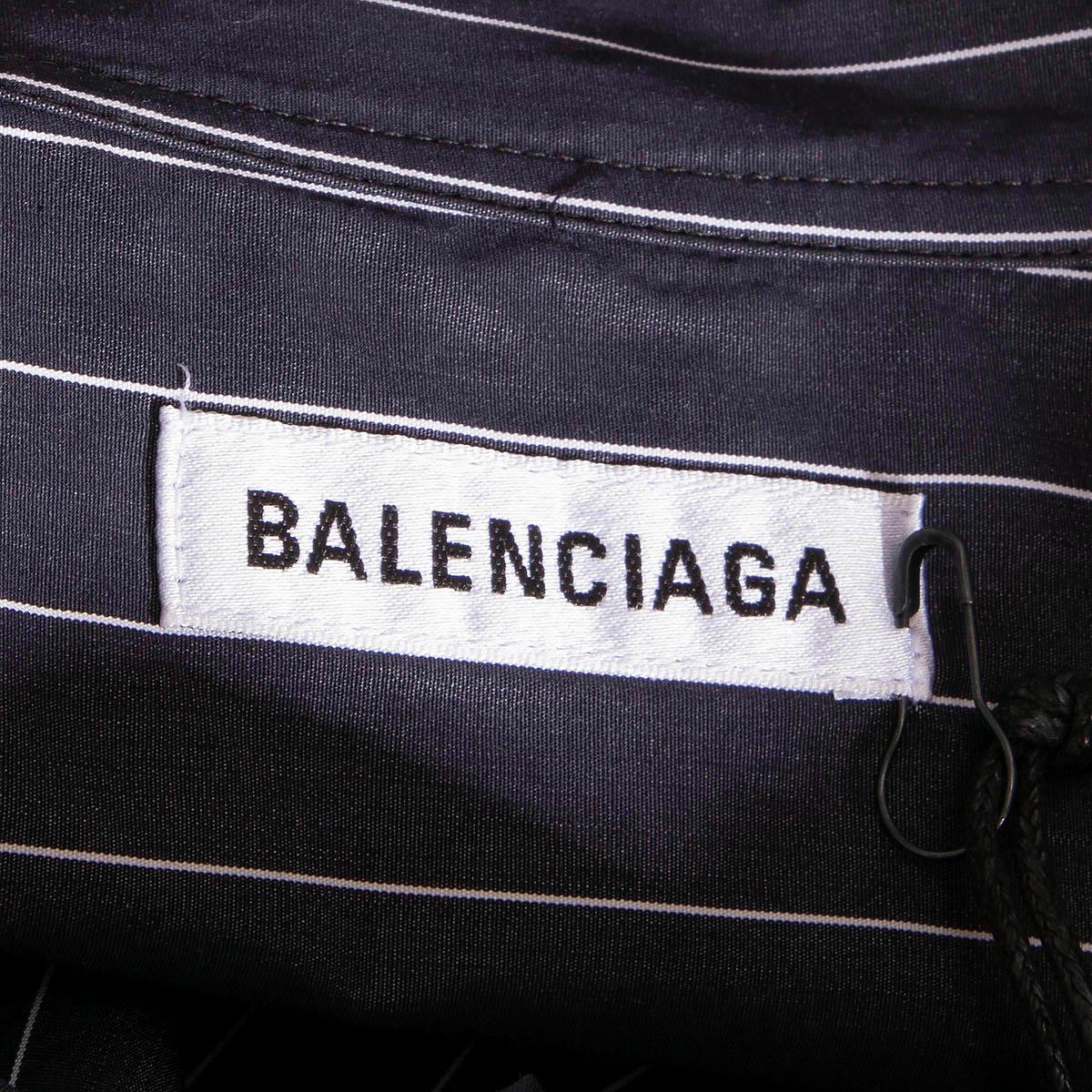 BALENCIAGA grey cotton NEW SWING STRIPED PUSSY BOW Blouse Shirt 42 L For Sale 1