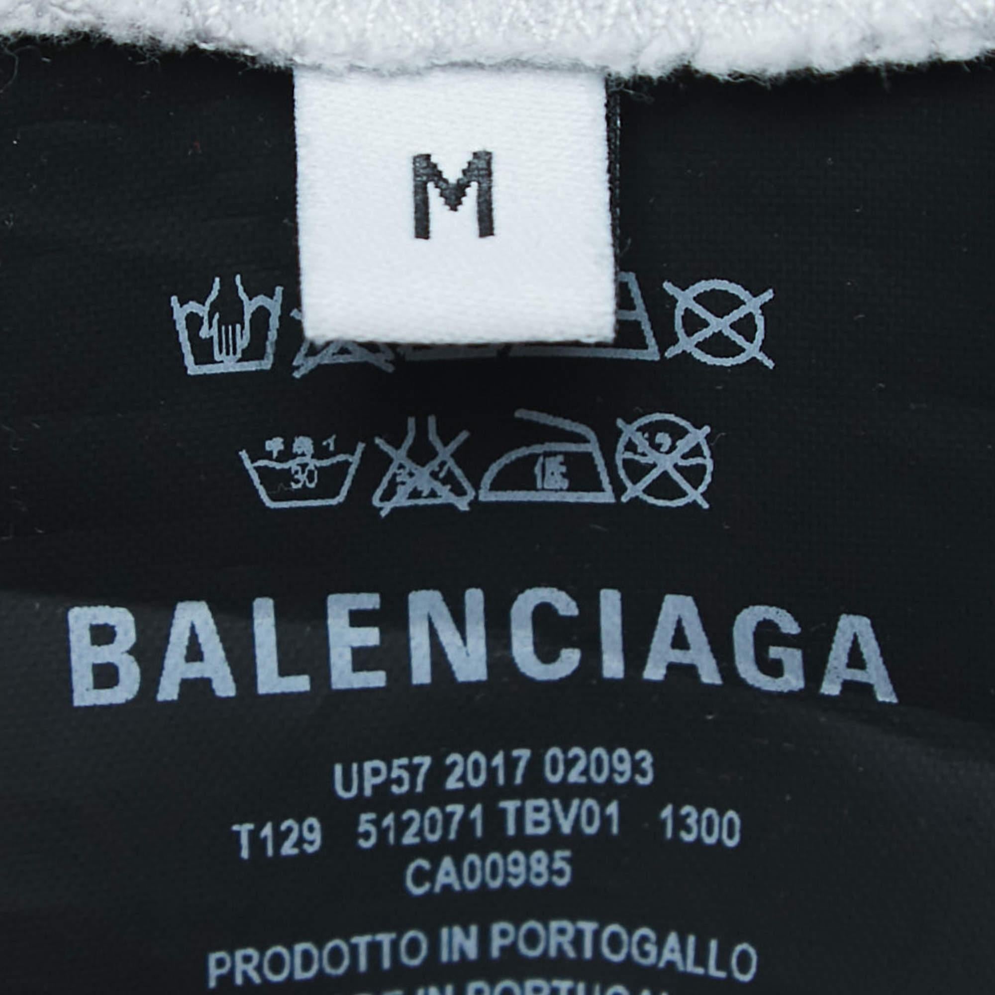 Balenciaga Grey Cotton Printed T-Shirt M For Sale 1