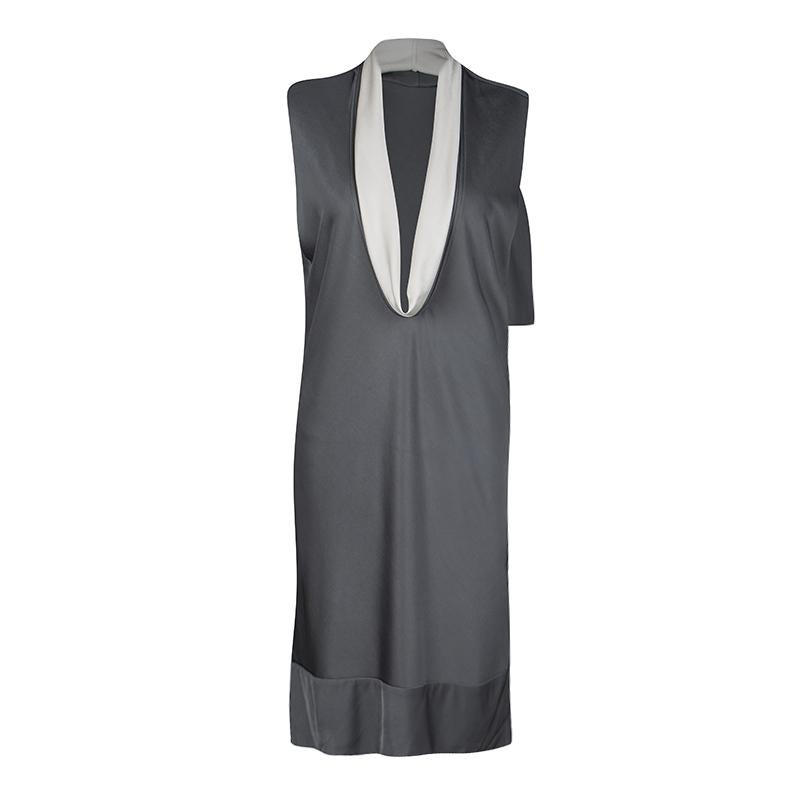 Balenciaga Grey Cowl Neck Detail Sleeveless Dress M