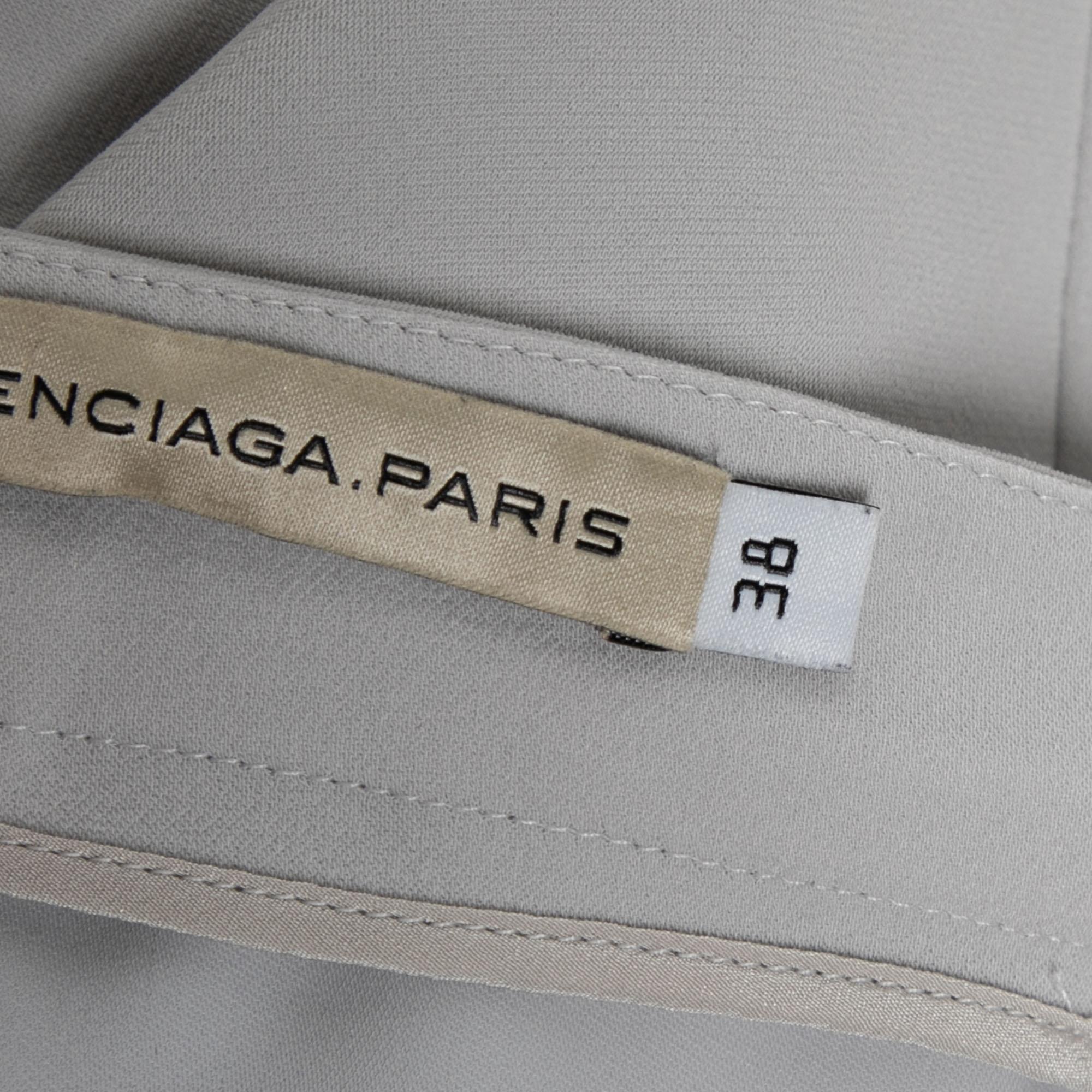 Plissee-Minirock aus grauem Krepp von Balenciaga, M Damen im Angebot