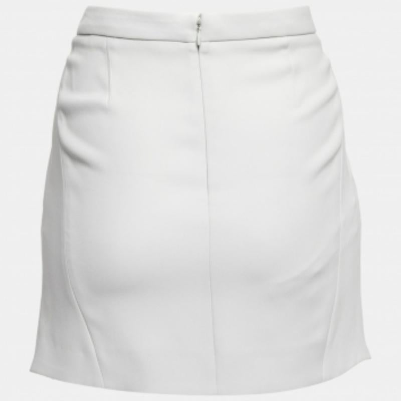Balenciaga Mini jupe plissée en crêpe gris M. en vente 1
