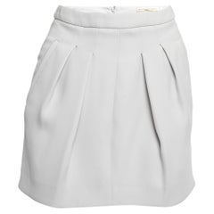 Balenciaga Grey Crepe Pleated Mini Skirt M