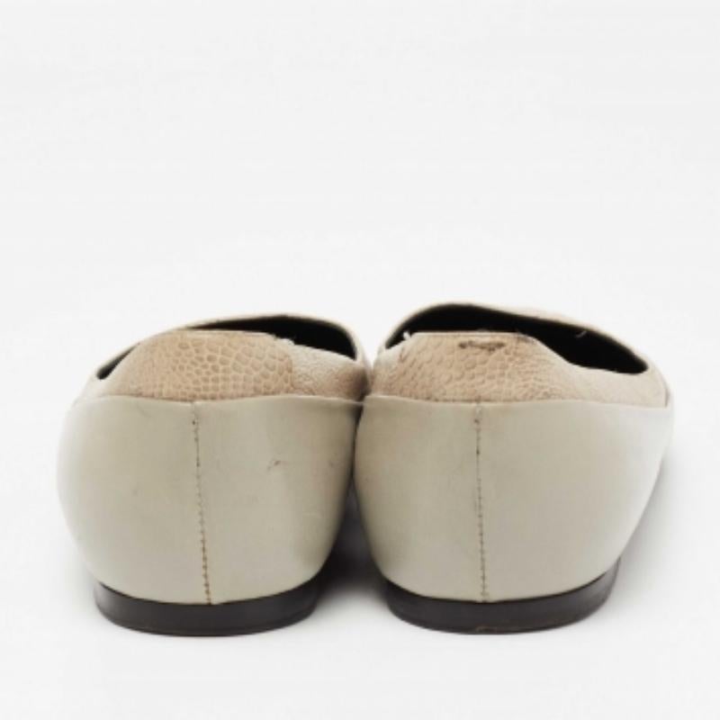 Balenciaga Grey Croc Embossed And Leather Pointed Toe Ballet Flats Size 36 For Sale 1